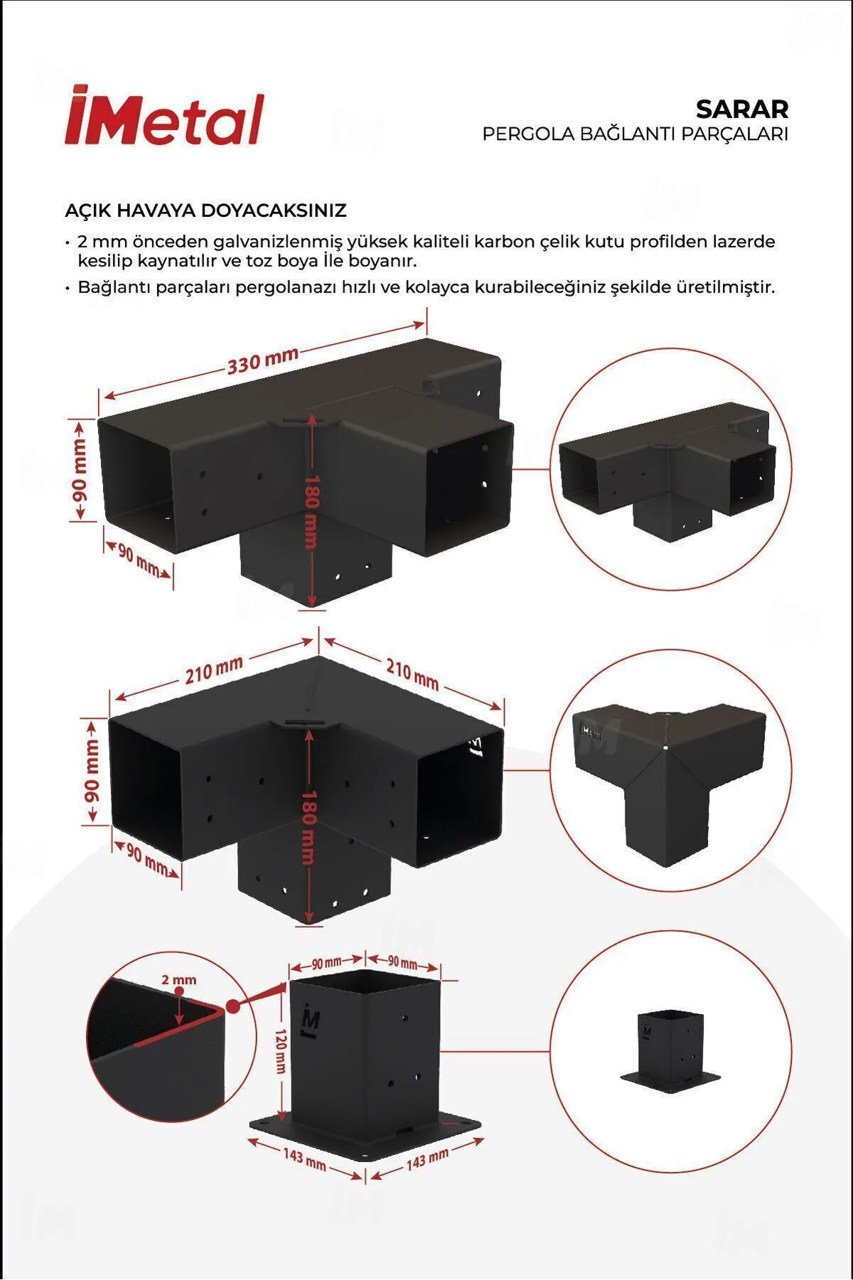 350x700 Ahşap Pergola Seti Iki Bölümlü 90 X 90 mm Ahşaplar Dahil - 2