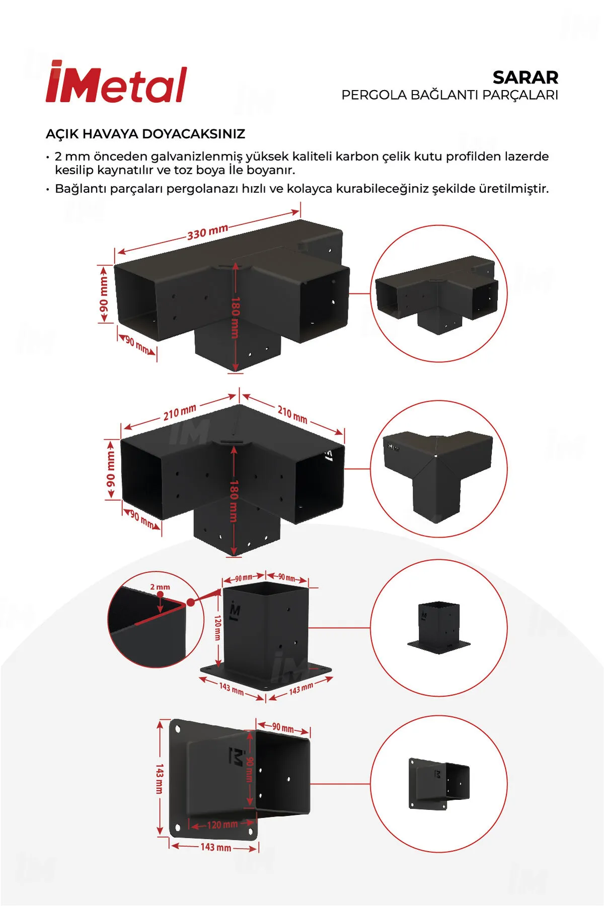 350x700 Ahşap Pergola Seti Duvardan Iki Bölümlü 90 X 90 Mm Ahşaplar Dahil - 2