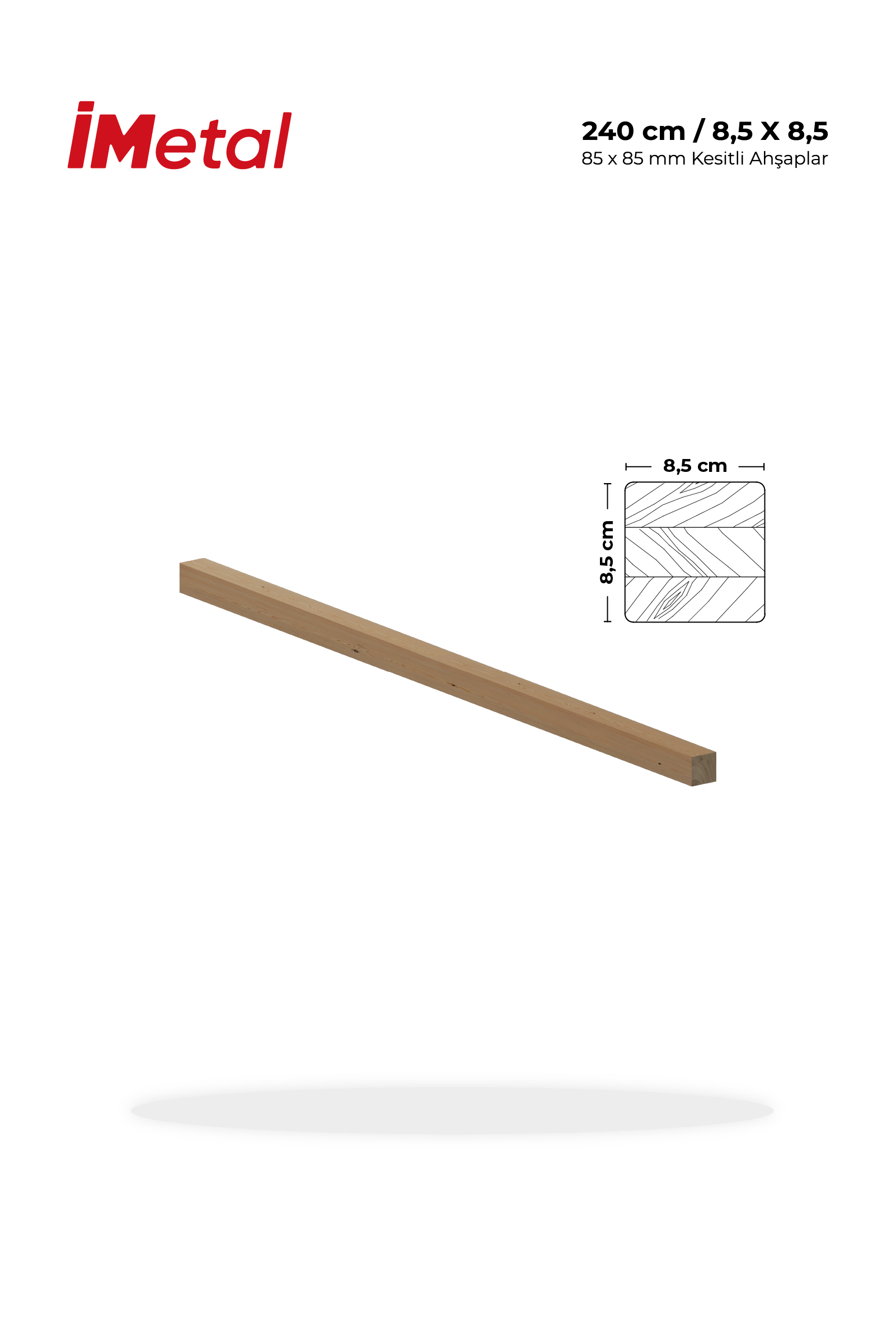 90x90 mm Kesitli 240cm Boyda 3 Parça Lamine Ahşap Ladin Kiriş - 1