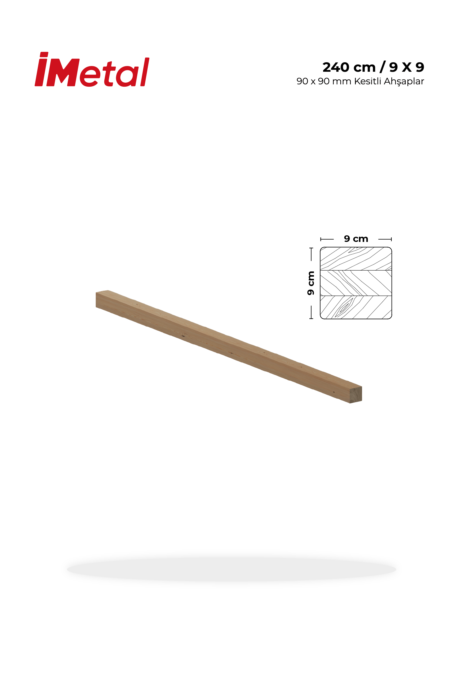 90x90 mm Kesitli 240cm Boyda 3 Parça Lamine Ahşap Ladin Kiriş - 2