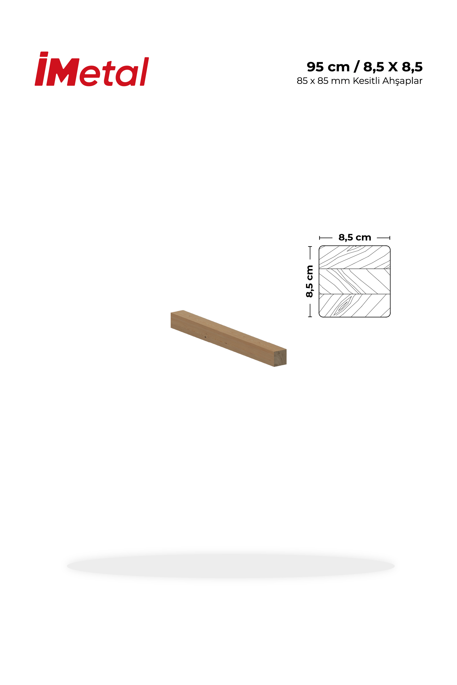 90x90 mm Kesitli 95 cm Boyda 3 Parça Lamine Ahşap Ladin Kiriş - 1