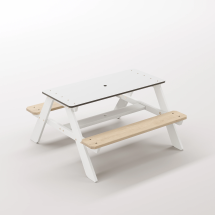 Panter Beyaz Kompakt Tablalı Çocuk Bahçe Bankı - Masif Ahşap 4 Çocuk Kapasiteli Piknik ve Bahçe Masası - Kar Beyaz Seçeneği