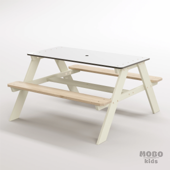Panter Junior Su Yeşili Ahşap Gövdeli Çocuk Masası - Beyaz Kompakt Tablalı Çok Amaçlı Aktivite Masası - Bej - Görsel 2