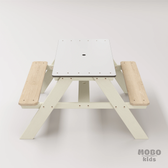 Panter Junior Su Yeşili Ahşap Gövdeli Çocuk Masası - Beyaz Kompakt Tablalı Çok Amaçlı Aktivite Masası - Bej - Görsel 4