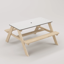 Panter Beyaz Kompakt Tablalı Çocuk Bahçe Bankı - Masif Ahşap 4 Çocuk Kapasiteli Piknik ve Bahçe Masası