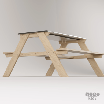 Panter Beyaz Kompakt Tablalı Çocuk Bahçe Bankı - Masif Ahşap 4 Çocuk Kapasiteli Piknik ve Bahçe Masası - Galeri