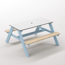 Panter Junior Su Yeşili Ahşap Gövdeli Çocuk Masası - Beyaz Kompakt Tablalı Çok Amaçlı Aktivite Masası - Gökmavi Seçeneği