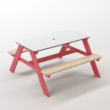 Panter Junior Su Yeşili Ahşap Gövdeli Çocuk Masası - Beyaz Kompakt Tablalı Çok Amaçlı Aktivite Masası - Gül Kırmızı Seçeneği