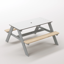 Panter Junior Su Yeşili Ahşap Gövdeli Çocuk Masası - Beyaz Kompakt Tablalı Çok Amaçlı Aktivite Masası - Gümüş Gri Seçeneği