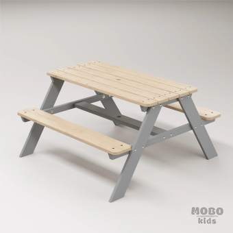 6-12 yaş grubuna uygun Yaratıcı Aktivite ve Hobi Masası birinci sınıf masif ahşaptan üretilmiş, 4 çocuk kapasiteli; ilkokul, çalışma odası ve etkinlik alanları için yüksek dayanımlı ergonomik aktivite istasyonu - Gümüş Gri - Görsel 2