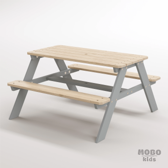 6-12 yaş grubuna uygun Yaratıcı Aktivite ve Hobi Masası birinci sınıf masif ahşaptan üretilmiş, 4 çocuk kapasiteli; ilkokul, çalışma odası ve etkinlik alanları için yüksek dayanımlı ergonomik aktivite istasyonu - Gümüş Gri - Görsel 3