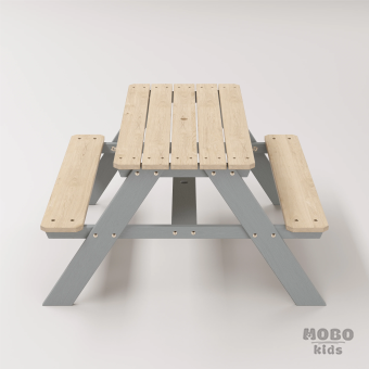 6-12 yaş grubuna uygun Yaratıcı Aktivite ve Hobi Masası birinci sınıf masif ahşaptan üretilmiş, 4 çocuk kapasiteli; ilkokul, çalışma odası ve etkinlik alanları için yüksek dayanımlı ergonomik aktivite istasyonu - Gümüş Gri - Görsel 4