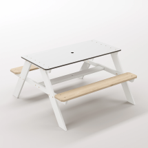 Panter Junior Su Yeşili Ahşap Gövdeli Çocuk Masası - Beyaz Kompakt Tablalı Çok Amaçlı Aktivite Masası - Kar Beyaz Seçeneği