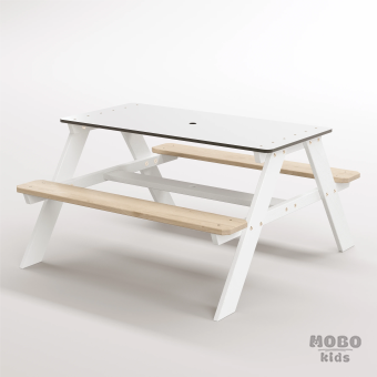 Panter Junior Su Yeşili Ahşap Gövdeli Çocuk Masası - Beyaz Kompakt Tablalı Çok Amaçlı Aktivite Masası - Kar Beyaz - Görsel 2