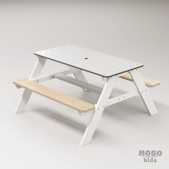 Panter Junior Su Yeşili Ahşap Gövdeli Çocuk Masası - Beyaz Kompakt Tablalı Çok Amaçlı Aktivite Masası - Kar Beyaz - Görsel 3