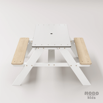 Panter Junior Su Yeşili Ahşap Gövdeli Çocuk Masası - Beyaz Kompakt Tablalı Çok Amaçlı Aktivite Masası - Kar Beyaz - Görsel 4