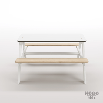 Panter Junior Su Yeşili Ahşap Gövdeli Çocuk Masası - Beyaz Kompakt Tablalı Çok Amaçlı Aktivite Masası - Kar Beyaz - Görsel 5