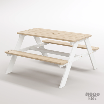 6-12 yaş grubuna uygun Yaratıcı Aktivite ve Hobi Masası birinci sınıf masif ahşaptan üretilmiş, 4 çocuk kapasiteli; ilkokul, çalışma odası ve etkinlik alanları için yüksek dayanımlı ergonomik aktivite istasyonu - Kar Beyaz - Görsel 3