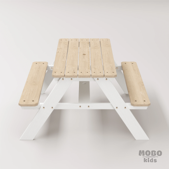 6-12 yaş grubuna uygun Yaratıcı Aktivite ve Hobi Masası birinci sınıf masif ahşaptan üretilmiş, 4 çocuk kapasiteli; ilkokul, çalışma odası ve etkinlik alanları için yüksek dayanımlı ergonomik aktivite istasyonu - Kar Beyaz - Görsel 4