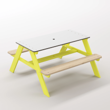 Panter Junior Su Yeşili Ahşap Gövdeli Çocuk Masası - Beyaz Kompakt Tablalı Çok Amaçlı Aktivite Masası - Limon Sarısı Seçeneği