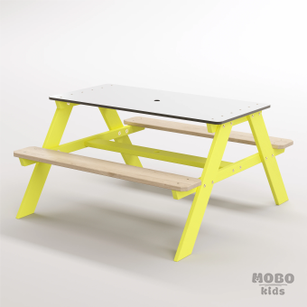 Panter Junior Su Yeşili Ahşap Gövdeli Çocuk Masası - Beyaz Kompakt Tablalı Çok Amaçlı Aktivite Masası - Limon Sarısı - Görsel 2