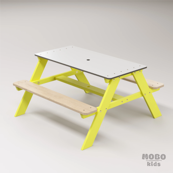 Panter Junior Su Yeşili Ahşap Gövdeli Çocuk Masası - Beyaz Kompakt Tablalı Çok Amaçlı Aktivite Masası - Limon Sarısı - Görsel 3
