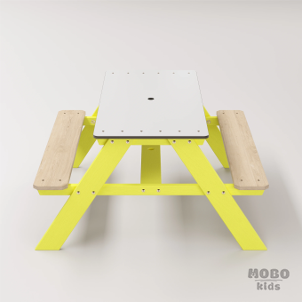 Panter Junior Su Yeşili Ahşap Gövdeli Çocuk Masası - Beyaz Kompakt Tablalı Çok Amaçlı Aktivite Masası - Limon Sarısı - Görsel 4