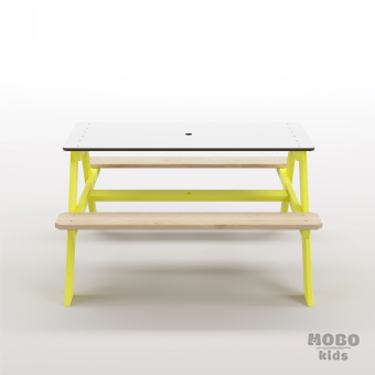 Panter Junior Su Yeşili Ahşap Gövdeli Çocuk Masası - Beyaz Kompakt Tablalı Çok Amaçlı Aktivite Masası - Limon Sarısı - Görsel 5