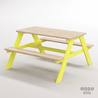 6-12 yaş grubuna uygun Yaratıcı Aktivite ve Hobi Masası birinci sınıf masif ahşaptan üretilmiş, 4 çocuk kapasiteli; ilkokul, çalışma odası ve etkinlik alanları için yüksek dayanımlı ergonomik aktivite istasyonu - Limon Sarısı - Görsel 3