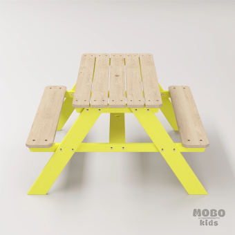 6-12 yaş grubuna uygun Yaratıcı Aktivite ve Hobi Masası birinci sınıf masif ahşaptan üretilmiş, 4 çocuk kapasiteli; ilkokul, çalışma odası ve etkinlik alanları için yüksek dayanımlı ergonomik aktivite istasyonu - Limon Sarısı - Görsel 4