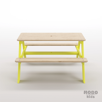 6-12 yaş grubuna uygun Yaratıcı Aktivite ve Hobi Masası birinci sınıf masif ahşaptan üretilmiş, 4 çocuk kapasiteli; ilkokul, çalışma odası ve etkinlik alanları için yüksek dayanımlı ergonomik aktivite istasyonu - Limon Sarısı - Görsel 5