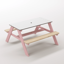 Panter Junior Su Yeşili Ahşap Gövdeli Çocuk Masası - Beyaz Kompakt Tablalı Çok Amaçlı Aktivite Masası - Masal Pembe Seçeneği