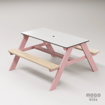 Panter Junior Su Yeşili Ahşap Gövdeli Çocuk Masası - Beyaz Kompakt Tablalı Çok Amaçlı Aktivite Masası - Masal Pembe - Görsel 3