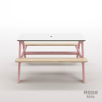 Panter Junior Su Yeşili Ahşap Gövdeli Çocuk Masası - Beyaz Kompakt Tablalı Çok Amaçlı Aktivite Masası - Masal Pembe - Görsel 4