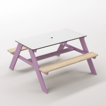 Panter Junior Su Yeşili Ahşap Gövdeli Çocuk Masası - Beyaz Kompakt Tablalı Çok Amaçlı Aktivite Masası - Menekşe Moru Seçeneği