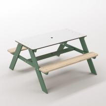 Panter Junior Su Yeşili Ahşap Gövdeli Çocuk Masası - Beyaz Kompakt Tablalı Çok Amaçlı Aktivite Masası - Orman Yeşili Seçeneği