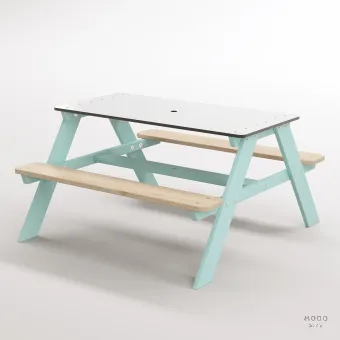 Panter Junior Su Yeşili Ahşap Gövdeli Çocuk Masası - Beyaz Kompakt Tablalı Çok Amaçlı Aktivite Masası - Galeri