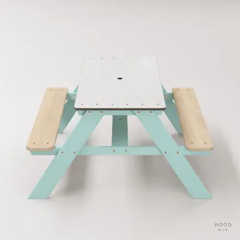 Panter Junior Su Yeşili Ahşap Gövdeli Çocuk Masası - Beyaz Kompakt Tablalı Çok Amaçlı Aktivite Masası - Galeri