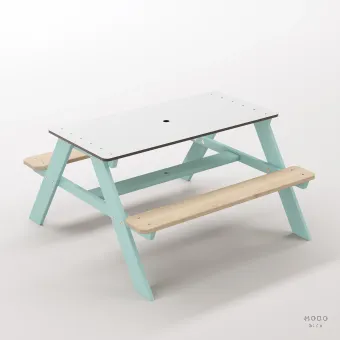 Panter Junior Su Yeşili Ahşap Gövdeli Çocuk Masası - Beyaz Kompakt Tablalı Çok Amaçlı Aktivite Masası