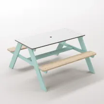 Panter Junior Su Yeşili Ahşap Gövdeli Çocuk Masası - Beyaz Kompakt Tablalı Çok Amaçlı Aktivite Masası