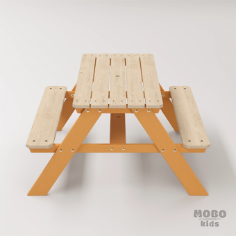 6-12 yaş grubuna uygun Yaratıcı Aktivite ve Hobi Masası birinci sınıf masif ahşaptan üretilmiş, 4 çocuk kapasiteli; ilkokul, çalışma odası ve etkinlik alanları için yüksek dayanımlı ergonomik aktivite istasyonu - Turuncu - Görsel 4