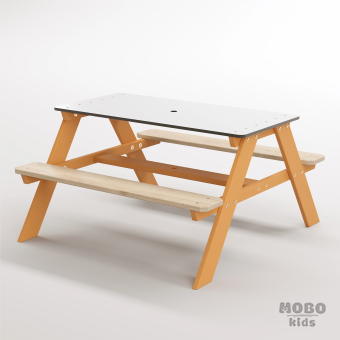 Panter Junior Su Yeşili Ahşap Gövdeli Çocuk Masası - Beyaz Kompakt Tablalı Çok Amaçlı Aktivite Masası - Turuncu - Görsel 2