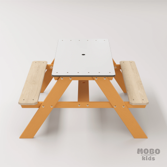 Panter Junior Su Yeşili Ahşap Gövdeli Çocuk Masası - Beyaz Kompakt Tablalı Çok Amaçlı Aktivite Masası - Turuncu - Görsel 4