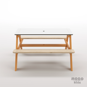 Panter Junior Su Yeşili Ahşap Gövdeli Çocuk Masası - Beyaz Kompakt Tablalı Çok Amaçlı Aktivite Masası - Turuncu - Görsel 5