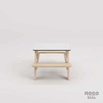 Panter Beyaz Kompakt Tablalı Çocuk Bahçe Bankı - Masif Ahşap - Çocuk Kapasiteli Piknik ve Bahçe Masası - Galeri