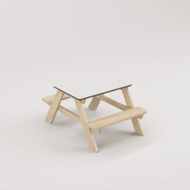 Panter Beyaz Kompakt Tablalı Çocuk Bahçe Bankı - Masif Ahşap - Çocuk Kapasiteli Piknik ve Bahçe Masası