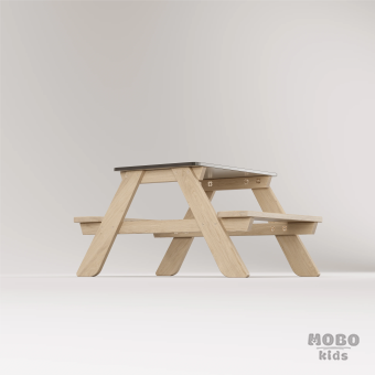 Panter Beyaz Kompakt Tablalı Çocuk Bahçe Bankı - Masif Ahşap - Çocuk Kapasiteli Piknik ve Bahçe Masası - Galeri