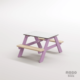 Panter Micro Menekşe Moru Ahşap Gövdeli Kreş ve Oyun Masası - Beyaz Kompakt Tablalı Etkinlik Alanı