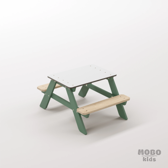 Panter Micro Orman Yeşili Ahşap Gövdeli Kreş Tipi Oyun Masası - Beyaz Kompakt Tablalı Montessori Alanı