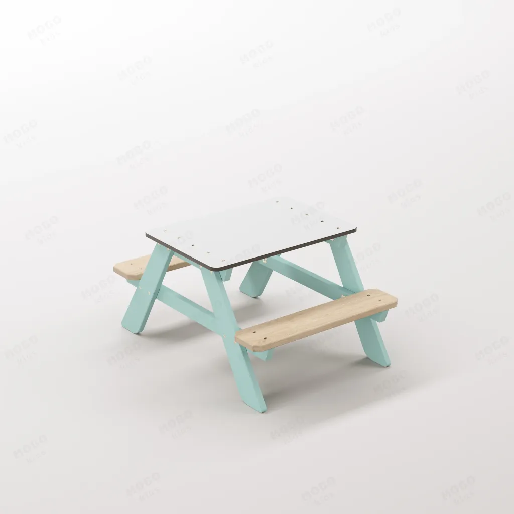 Panter Micro Su Yeşili Ahşap Gövdeli Ev İçi Oyun Grubu - Beyaz Kompakt Tablalı Kreş Etkinlik Masası